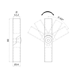 Spoj s kĺbom ø 12 mm (0-60°), leštená nerez AISI 304 Spoj s kĺbom ø 12 mm (0-60°), leštená nerez AISI 304